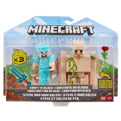 Minecraft Steve & Iron Golem-figurer 2-pakning