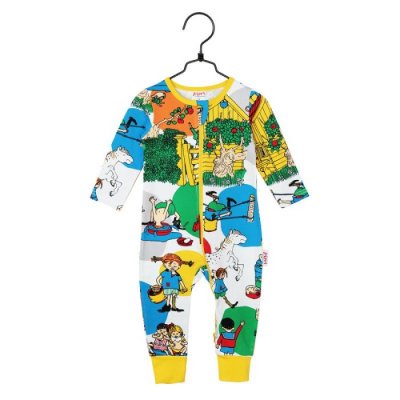 Pippi Langstrømpe Villekulla hvit pyjamas