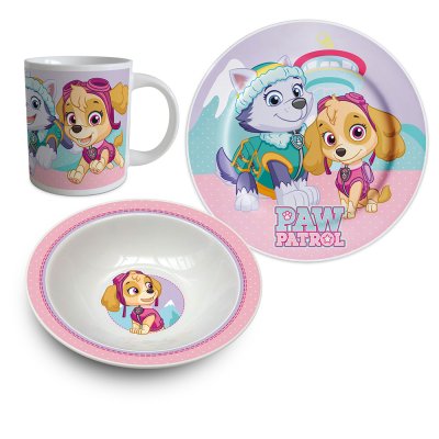 Paw Patrol (Skye og Everest), Frokost satt i porselen, tallerken, bolle og krus
