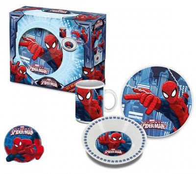 Spiderman frokost ligger i porselen