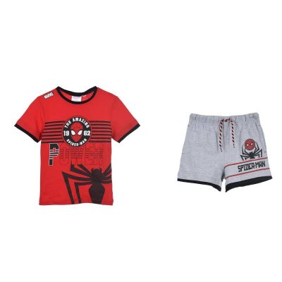 Spiderman Klessett, T-skjorte & Shorts rød