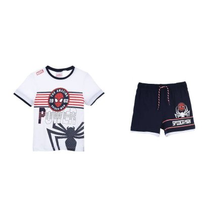Spiderman klessett, T-skjorte og shorts hvit