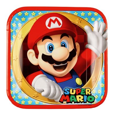 Super Mario firkantede papirplater 22x22cm