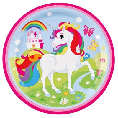Unicorn papirplater 8-pakning 23cm